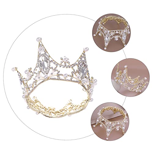 Healvian Hochzeitskrone Stirnband mit Schimmernden Perlen und Blumen Strahlendes Braut haaraccessoire Stilvolle Tiara für Braut Festliche Anlässe Wie Hochzeit Verlobung Festtagsfeiern von Healvian