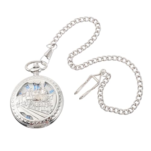 Healvian Hollow Pocket Watch Retro Mechanical Watch für Herren Vintage Taschenuhr mit Kette Einzigartige Gravur für Valentinstag Weihnachten Geburtstage von Healvian