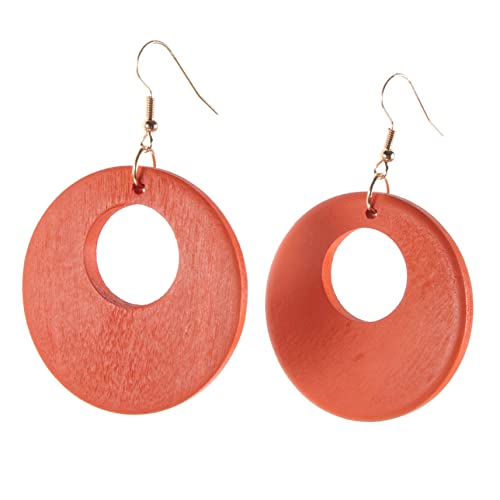 Healvian Holz Ohrringe Damen Große Geometrische Runde Tropfen Ohrhänger Leicht Modisch Alltag Festival Schmuck von Healvian