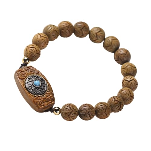 Healvian Holzperlen Armband Rosary String Bracelet aus Grünem Sandelholz Handgefertigtes Buddhistisches Schmuckstück für Teens Modisches DIY Perlenarmband Geschenkidee von Healvian