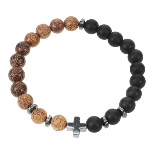 Healvian Holzperlenarmband Männer Kreuzperlen katholisch kreuzen Rosenarmband zartes Armband Armbänder für Frauen weibliche Armbänder männliches Armband Tigerauge Stein von Healvian