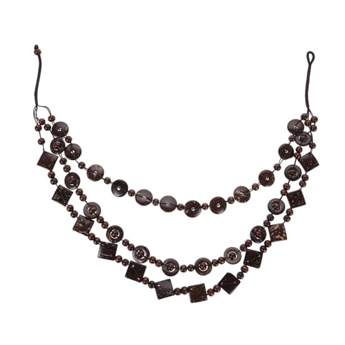 Healvian Holzperlenkette Perlen Boho Doppellagige Chokerkette Braune Perlenkette Meereskette Strandperlenkette Hawaiianische Perlenkette Meeresschmuck Hellbraune Kokosnussschale von Healvian