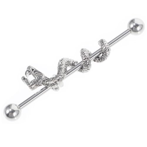 Healvian Industrielles Ohrpiercing mit Drachenkopf Barbell Ohrringe Hypoallergene Piercing Schmuck für Damen und Herren und Langlebig für Täglichen Gebrauch von Healvian