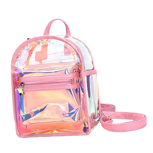 Healvian Iridescent Transparent Mini Backpack Für Mädchen Vielseitige Tragetasche Für Stadionevents Kosmetik Und Alltag Modisches Design Multifunktional Als Rucksack Oder Umhängetasche von Healvian