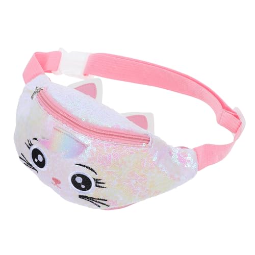 Healvian Iridescente Katzen Embroidered Bling Sequins Bauchtasche für Mädchen Einstellbarer Gürtel Glänzende Schulter und Brusttasche für Kleine Prinzessinnen von Healvian
