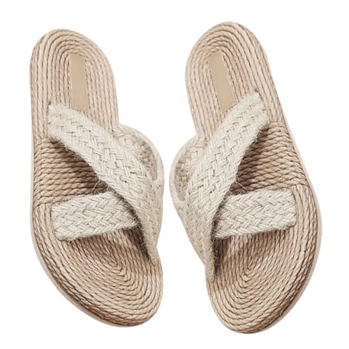 Healvian Japanische Herren Hausschuhe Sommer Rutschfeste Atmungsaktive Indoor Sandalen mit Geflochtenem Hanfseil Leichte Komfortable Slipper für Alltag von Healvian