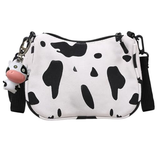 Healvian Japanische PU Schultertasche mit Niedlichem Kuhmuster Crossbody Umhängetasche für Frauen Strapazierfähige Storage Bag Vielseitig für Alltag Party Shopping Modischer Canvas Look von Healvian