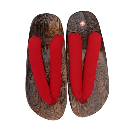 Healvian Japanische Stil Sandalen Herren Clogs aus Holz mit Atmungsaktivem Eva Innenfutter Flache Sohle Bequem und Langlebig Modische Hausschuhe für Alltag und Freizeit von Healvian