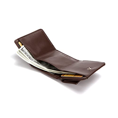 Healvian Kaffeefarbenes Tragbares Herrenportemonnaie PU Multifunktionale Kurze Geldbörse mit Elegantem Schnallenhalter für Karten und Münzen von Healvian