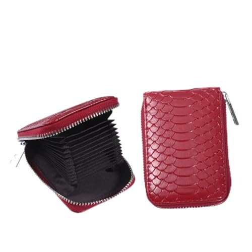 Healvian Kartenetui mit Reißverschluss Langlebiger Geldbeutel mit Mehreren Kartenfächern Kompakte Herren Geldbörse Weinrot Minimalistisches Design für Ausweise und Kreditkarten von Healvian