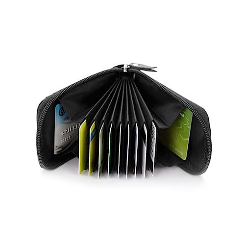 Healvian Kreditkartenetui Im Taschenformat Aus Echtem Material Mit Reißverschluss Schwarz Für Karten Münzen Kleinen Betrag Für Reisen Geeignet Unisex Design Für Praktische Nutzung von Healvian