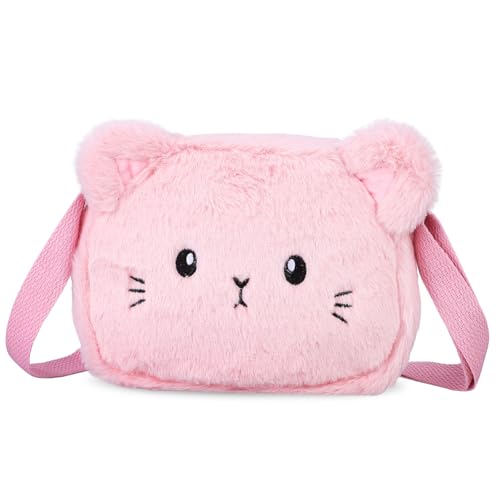 Healvian Kawaii Plüsch Umhängetasche Für Junge Mädchen Furry Schultertasche Mit Verstellbarem Riemen Süßem Design Für Kleinkinder Und Mädchen Für Aufbewahrung Und Reisen von Healvian