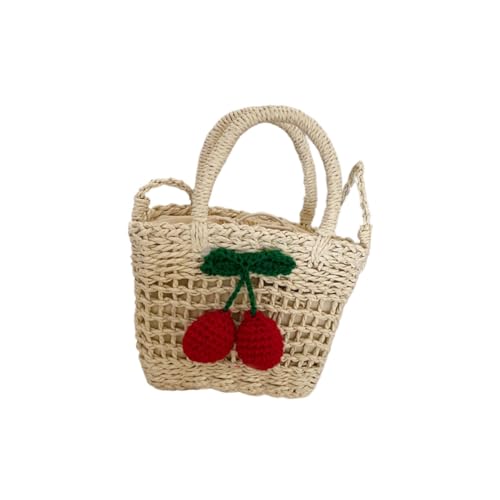 Healvian Kinderhandtasche aus Gewebtem Stroh Robuste Tragbare Mädchen Tasche mit Praktischem Stauraum Weiches Material und Bequemer Griff für Outdoor und Reisen von Healvian