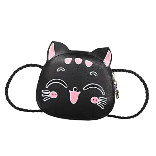 Healvian Kindertasche Cartoon Katze Pu Kunststoff Geldbörse Crossbody Umhängetasche Ohren Verstellbarer Gurt für Mädchen Reisen Einkaufen Kleine Tier Geldbeutel von Healvian