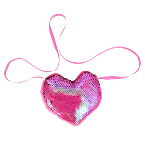 Healvian Kindertaschen Glitzernde Umhängetasche Herz-geldbörse Mit Pailletten Umhängetasche Mit Riemen Pailletten -einzelgurt -Tasche Einzelgurt -paillettenbeutel Rosy Zwei Stücke von Healvian