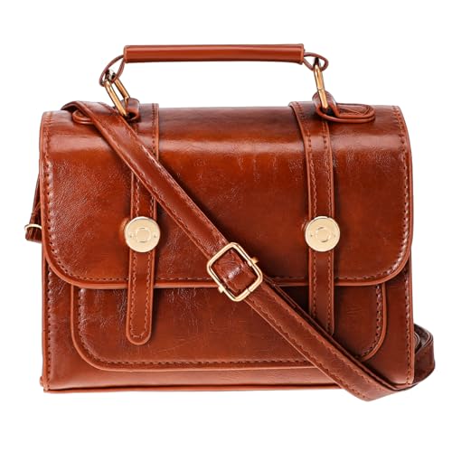 Healvian Kleine Braune Pu handtasche für Damen mit Verstellbarem Schulterriemen Großer Kapazität Vielseitig als Hand Umhängetasche für Reisen Arbeit und Alltag Geeignet von Healvian