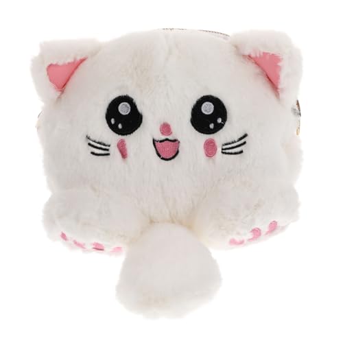 Healvian Kleine Cartoon Umhängetasche Damen Plüsch Katze Form Tragbar Winter Herbst Mode Crossbody Bag für Mädchen und Frauen Alltag Reise von Healvian