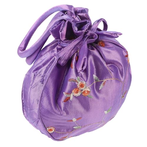 Healvian Kleine Damen Handtasche mit Zugband und Griff Bestickte Umhängetasche Tragbare Handtasche für Reisen Kompakte Geldbörse für Schlüssel Handy und Karten Stilvoll und Praktisch von Healvian