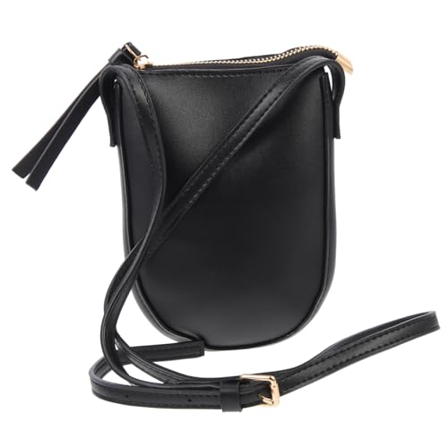 Healvian Kleine Damen Handytasche Umhängetasche Soft Mini Crossbody Bag mit Reißverschluss für Handy Aufbewahrung und Alltag Reise Schwarz von Healvian