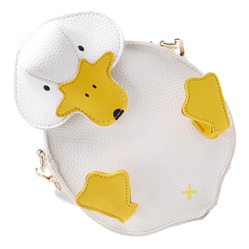Healvian Kleine Damen Schultertasche PU Crossbody Bag mit Cartoon Ente Kompakt Leicht mit Reißverschluss Praktische Umhängetasche für Alltag Freizeit Reisen Büro Weiß von Healvian