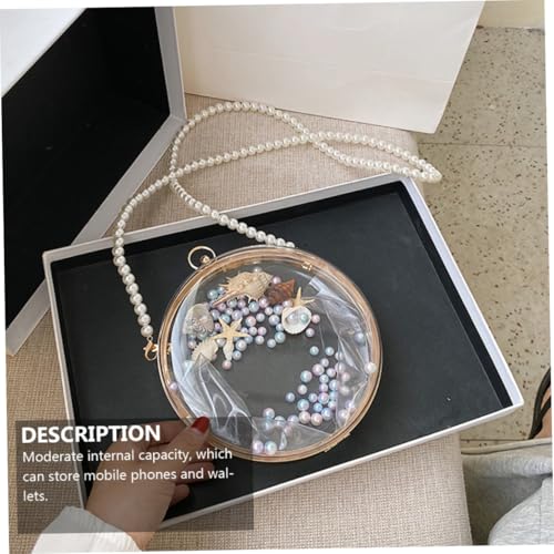 Healvian Kleine Kugel umhängetasche mit Modischer Perlenkette Transparente Crossbody Bag für Damen Handliche Schultertasche für Handy Geldbörse und Kosmetik Leichter Alltagspartner von Healvian