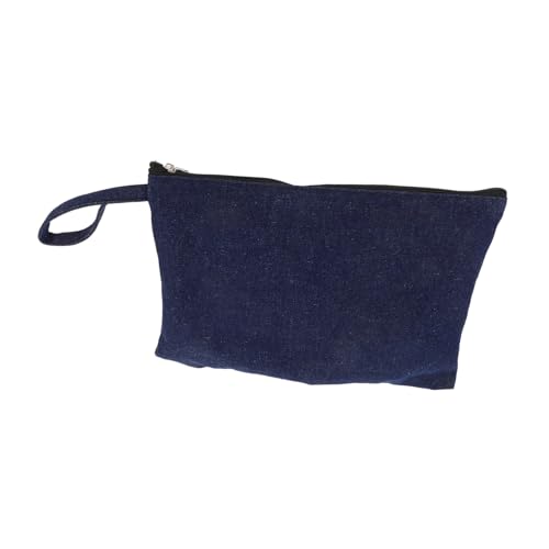 Healvian Kleine Makeup Clutch Tasche Multifunktionale Kosmetiktasche Wassergewaschenem Denim Reisetasche Kosmetikbeutel und Münztasche für Damen Blau von Healvian