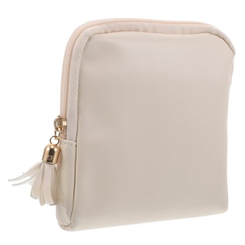 Healvian Kleine Schmuck Reiseetui mit Mehreren Fächern Vielseitige Mini Kosmetiktasche Münzgeldbörse und Make-up Täschchen in Beige für Damen Unterwegs von Healvian