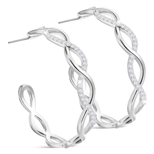 Healvian Kleine Silberne Creolen Ohrringe mit Funkelnden Strasssteinen Leichte Robuste Damen Hoop Ohrringe Ergonomisch Gestaltet Modischer Schmuck für Alltag und Besondere Anlässe von Healvian