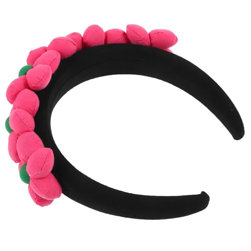 Healvian Kleinkind-Blumen-Stirnband Dekoratives Plüsch-Blumen-Mädchen-Stirnband Gefüllte Blumenkrone Haarkranz Blumen-Kopfschmuck Kinder-Haar-Accessoires Rot von Healvian