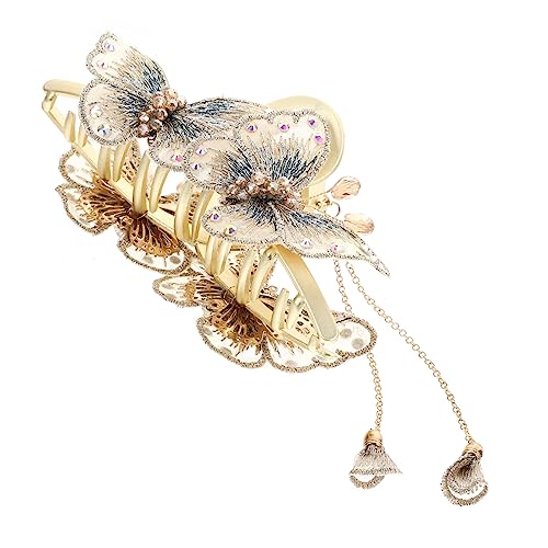 Healvian Schmetterlings Haarspange Doppel Quasten Klauenclip Für Frauen Stabil Sicher Für Dünnes Und Dickes Haar Haarschmuck Für Hochzeiten Alltag Champagner von Healvian
