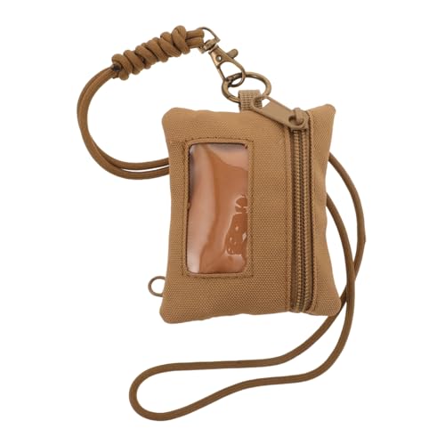 Healvian Kompakte wasserdichte Outdoor Sport Geldbörse mit Reißverschluss und Druckknopf Multifunktionale Mini Canvas Geldbeutel für Karten Münzen Schlüssel mit Lanyard Khakifarben von Healvian