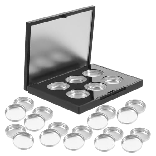 Healvian Kompaktes Leeres Lidschatten mit Integriertem Spiegel Nachfüllbare Aluminium Pigmentpfannen Stabile Kunststoffbox Vielseitig für Highlighter Make Up DIY Teilig Tragbar von Healvian