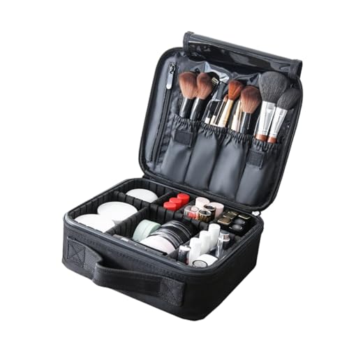 Healvian Kosmetikkoffer aus Oxford Tragbare Makeup Organizer Box Schwarz für Damen mit Elegantem Design Leicht zu Reinigen für Makeup Tools Kosmetik und Mehr von Healvian