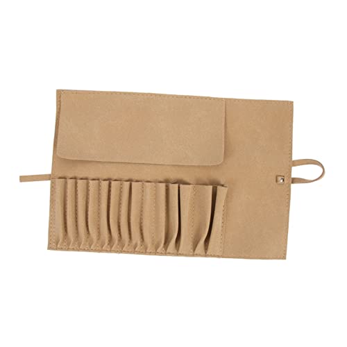 Healvian Kosmetikpinsel Aufbewahrungstasche aus Weichem Veloursleder Fächer Makeup Brush Organizer mit Rollfunktion Großer Kosmetiktasche Kulturbeutel für Reisen und Alltag von Healvian