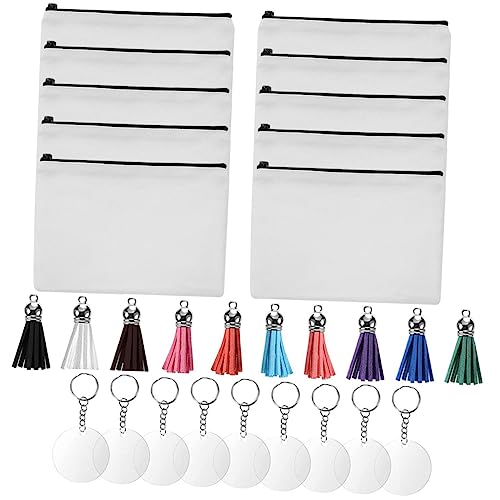 Healvian Kosmetiktasche Aus Leinwand DIY Wärmeübertragung Federmäppchen Sublimation Make-up Tasche Mit Reißverschluss Aufbewahrungstasche Für Kosmetika Und Schreibwaren Reise Organizer von Healvian