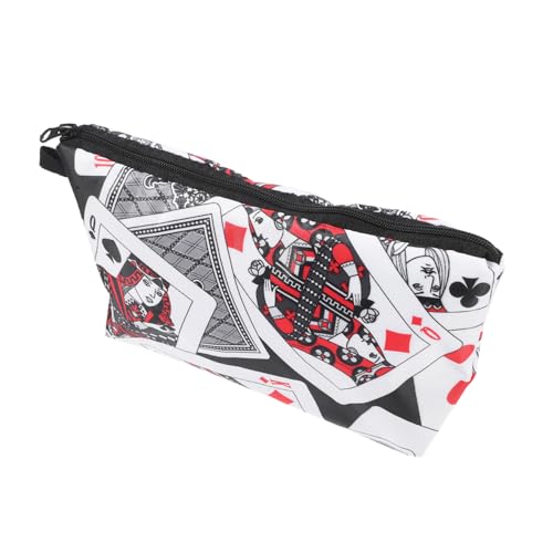 Healvian Kosmetiktasche Damen Poker-Motiv Polyester Tragbar Reise Make-up Organizer Kulturbeutel mit Reißverschluss Große Kapazität für Business Urlaub und Alltag von Healvian