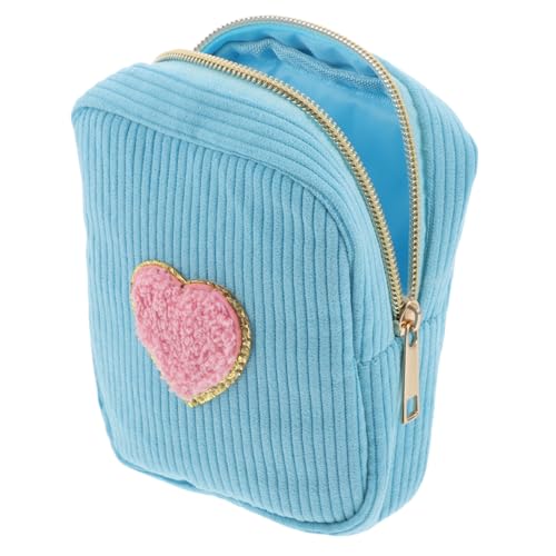 Healvian Mini-Kosmetiktasche Mit Cartoon-Herz-Patch Reise-Organizer Für Make-up Und Kleine Gegenstände Tragbarer Stoffbeutel Für Damen Süße Handtaschen-Accessoires von Healvian