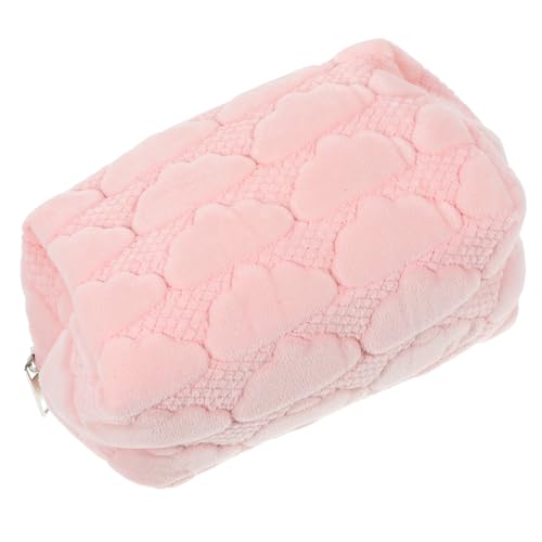 Healvian Kosmetiktasche Reise-Make-up-Taschen Make-up-Reisetasche Klein Toilettenfahrtenbeutel Tragbare Make -up -Tasche Kosmetische Reisetasche Mini Kurzer Plüsch Rosa von Healvian