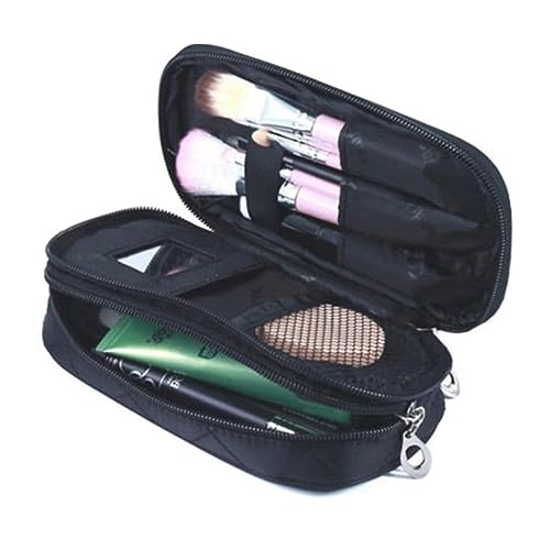 Healvian Kosmetiktasche für Damen Geometrischer Schwarzer Make Up Organizer mit Großem Fassungsvermögen Langlebig und Leicht für Reisen und Täglichen Gebrauch mit Reißverschluss zur von Healvian
