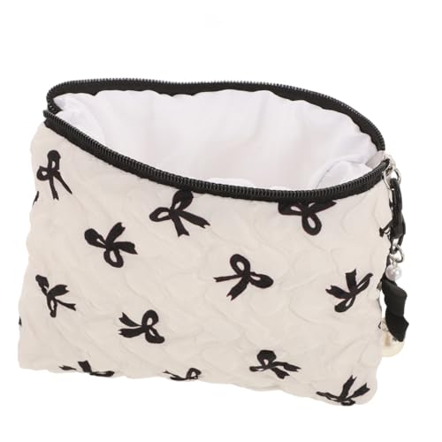 Healvian Kosmetiktasche mit Schleifendetail Vielseitige Makeup Organizer Tasche für Reisen Leichter Kulturbeutel mit Geräumigen Fächern Reißfest und Praktisch für Toilettenartikel und von Healvian