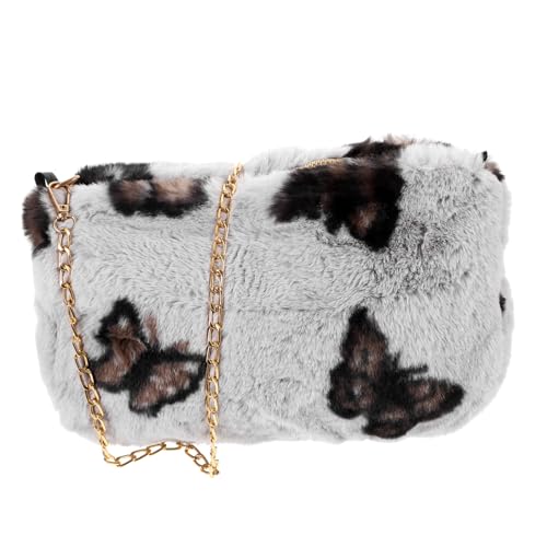 Healvian Kreative Damen Ketten Plüsch Umhängetasche für Frauen Schultertasche für Strand Party Shopping Dating Vielseitige Crossbody Bag im Grauen Design mit Modischem Healvian Kreative Damen Ketten Plüsch Umhängetasche für Frauen Schultertasche für Strand Party Shopping Dating Vielseitige Crossbody Bag im Grauen Design mit Modischem von Healvian