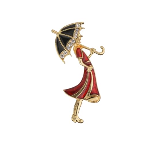 Healvian Kreative Damenbrosche Mädchen unter Regenschirm Form mit Funkelnden Strasssteinen Tropfenförmigem Emaille design Langlebiger Legierung Modisches Accessoire für Party Alltag und Healvian Kreative Damenbrosche Mädchen unter Regenschirm Form mit Funkelnden Strasssteinen Tropfenförmigem Emaille design Langlebiger Legierung Modisches Accessoire für Party Alltag und von Healvian