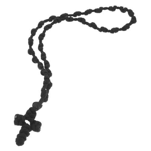 Healvian Kreuzungskette Überqueren Männer Halskette Kette Gebetsanhänger Handgefertigte Gebetsaccessoires Halskette Für Frauen Seilkette Für Männer Halskettenketten Für Anhänger Black Nylon von Healvian