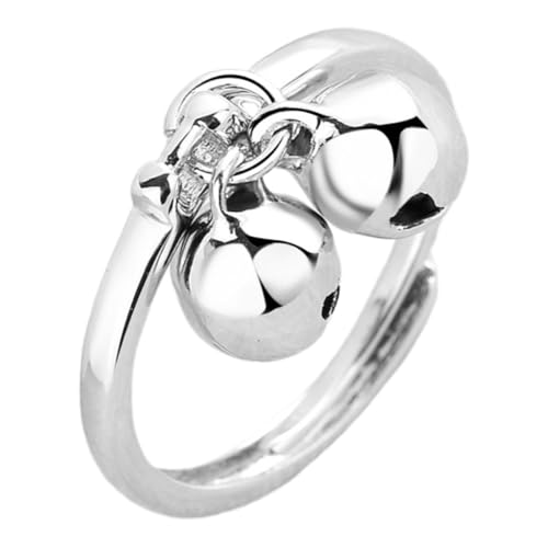 Healvian Kugelglocken Ring für Damen Verstellbarer Offener Ring mit Doppelten Glocken Süßer Schmuck für Frauen für Partys Alltagskleidung Einzigartiges Design von Healvian