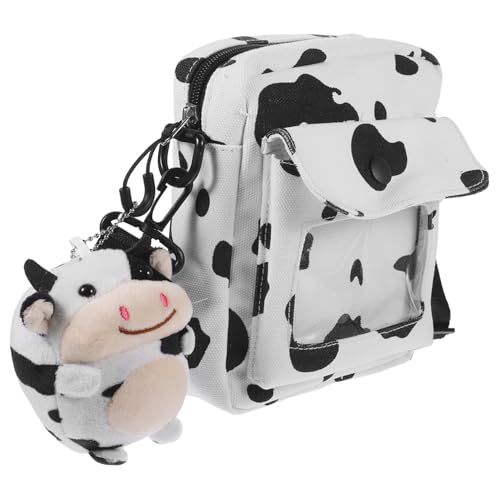 Healvian Kuhmuster Umhängetasche für Damen Canvas Tasche mit Anhänger für Alltag Freizeit und Schule Bietet für Handy Geldbörse und Kosmetik Healvian Kuhmuster Umhängetasche für Damen Canvas Tasche mit Anhänger für Alltag Freizeit und Schule Bietet für Handy Geldbörse und Kosmetik von Healvian