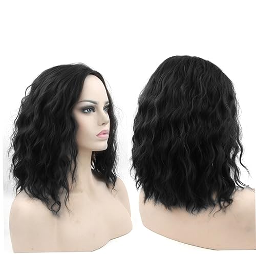 Healvian Damen Perücke Kurze Kurven Cosplay Perücke Schwarz Dehnbar Waschbar für Alltag und Kostüme von Healvian