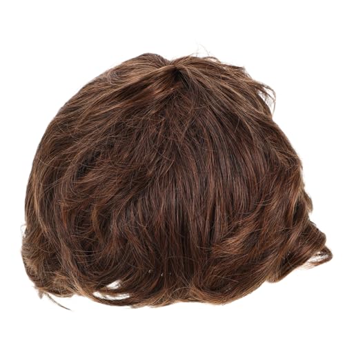 Healvian Kurzer Brauner Herrenperücke Natürliche Optik Leichte Synthetische Kurzhaarperücke Angenehm und Pflegeleicht für Business Alltag und Besondere Anlässe von Healvian