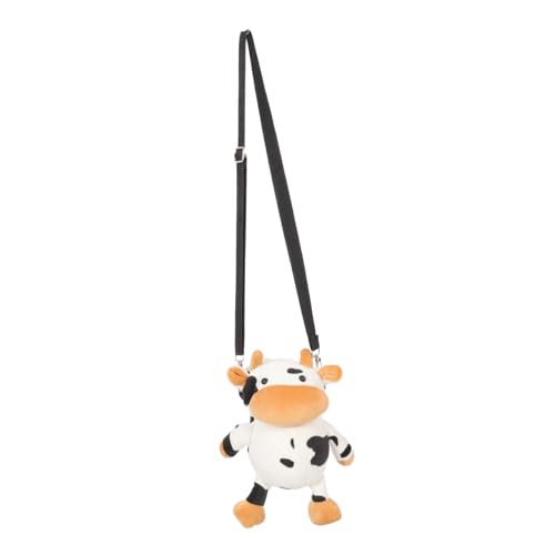 Healvian Kuschelige Kuh Schultertasche Plüsch Umhängetasche Mädchen Süße Tiermotiv Tasche Leicht Tragbar Modisch Alltag von Healvian