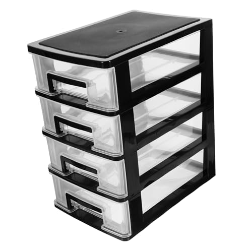 Healvian Lagige Transparente Desktop Schubladenbox Kunststoff Aufbewahrungsbox für Kosmetik Mini Organizer mit Schwarzem Rahmen Praktischer Schminktisch Ordnungshalter von Healvian