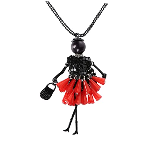 Healvian Lange Cartoon Kette mit Puppen Anhänger für Frauen Witzige Halskette für Partys Reisen und Festivals Leicht und Langlebig Modischer Schmuck von Healvian